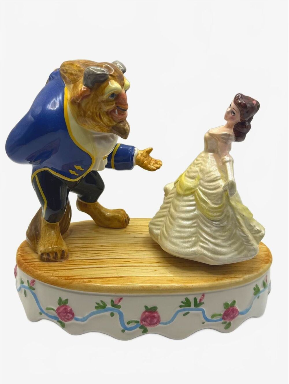 Vintage Schmid Beauty and the Beast Porcelain Figurine Music Box